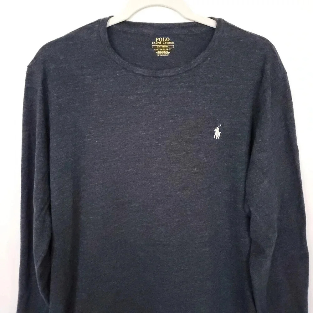 Polo Ralph Lauren Sweatshirt Men's Large Gray Custom Slim Fit Long Sleeve Phony - Picture 5 of 12